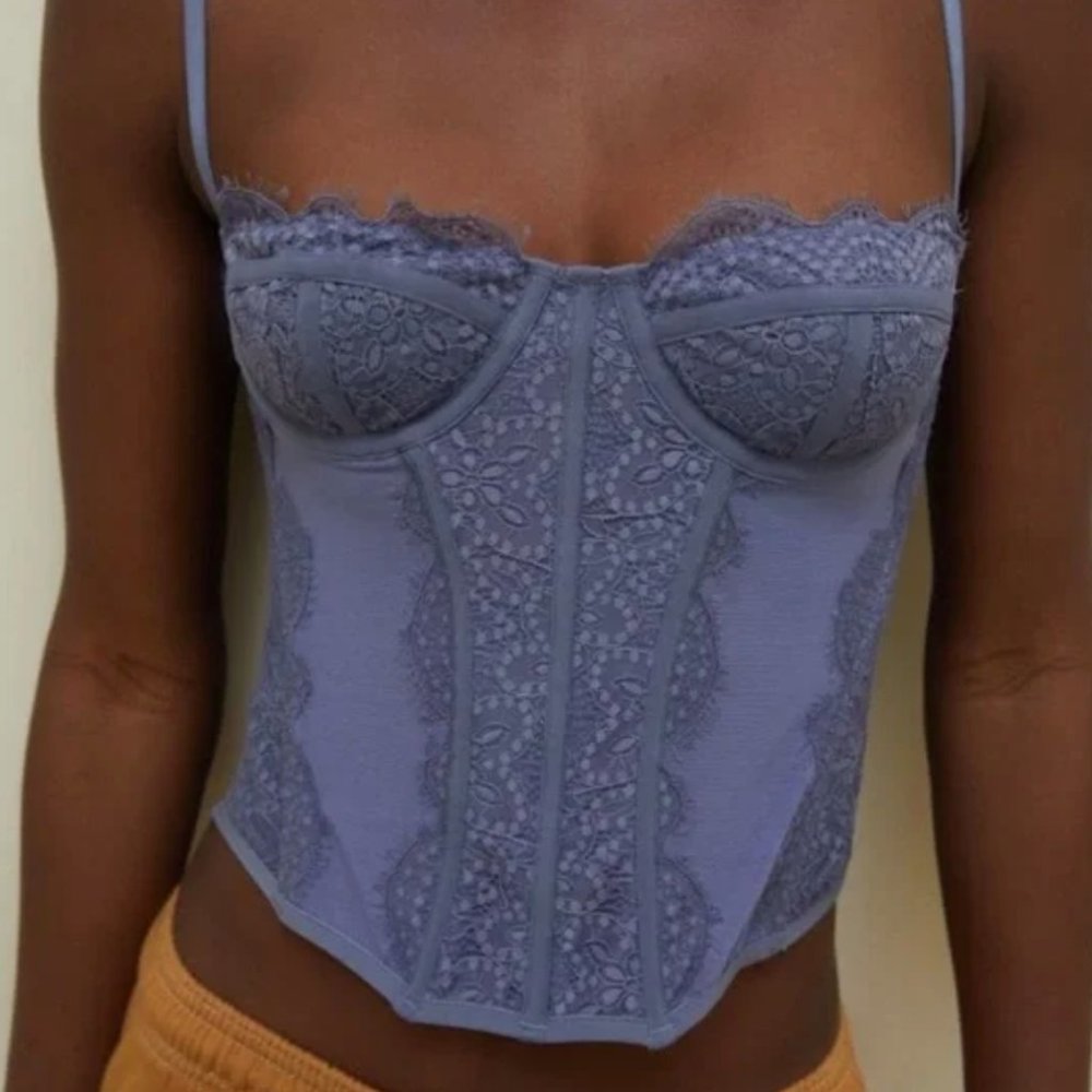 Urban Outfitters Out From Under Modern Love Corset Blue S NWT